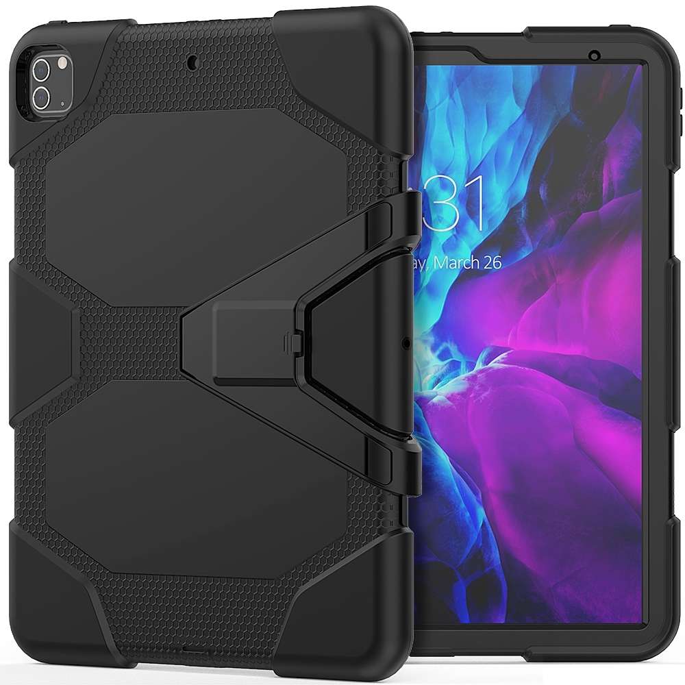 For iPad Pro 12.9 inch (2020) Shockproof Colorful Silicon + PC Protective Tablet Case ... (Black)