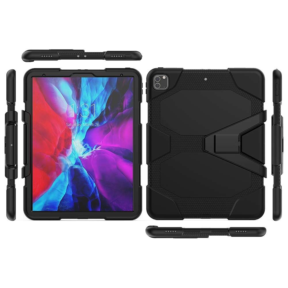 For iPad Pro 12.9 inch (2020) Shockproof Colorful Silicon + PC Protective Tablet Case ... (Black)