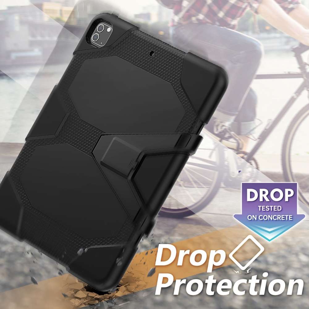 For iPad Pro 12.9 inch (2020) Shockproof Colorful Silicon + PC Protective Tablet Case ... (Black)