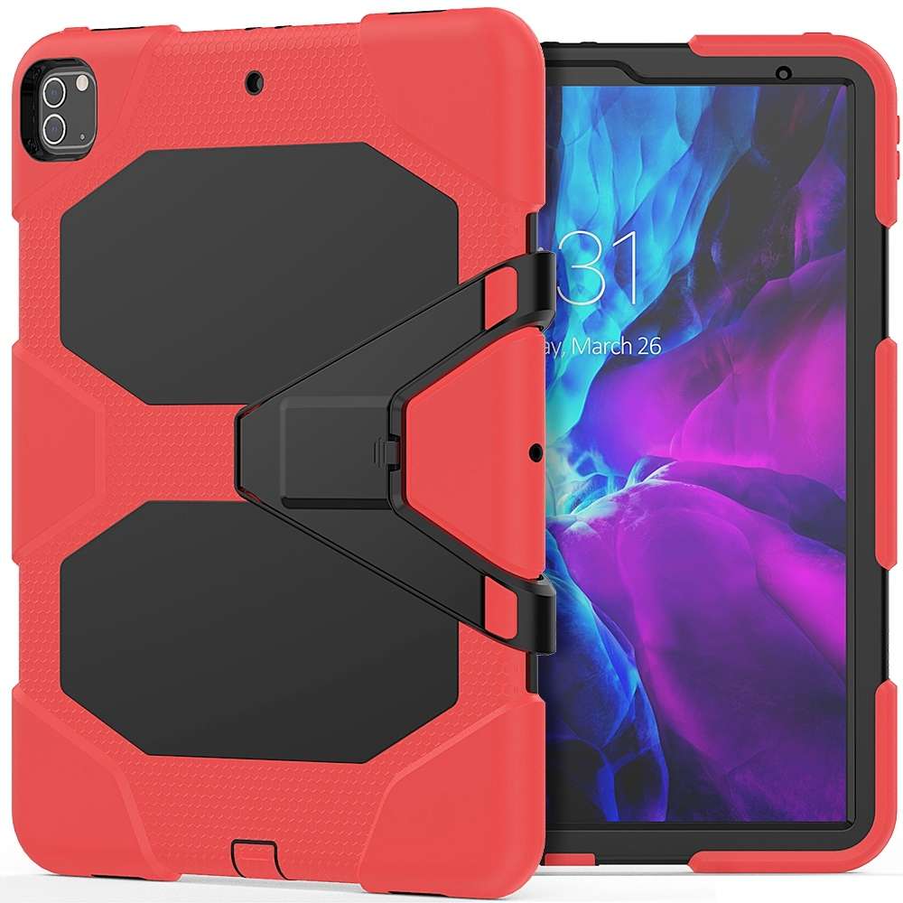 For iPad Pro 12.9 inch (2020) Shockproof Colorful Silicon + PC Protective Tablet Case wi ... (Red)