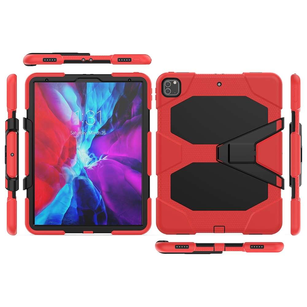 For iPad Pro 12.9 inch (2020) Shockproof Colorful Silicon + PC Protective Tablet Case wi ... (Red)