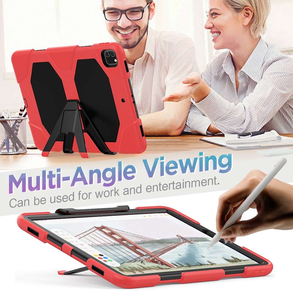 For iPad Pro 12.9 inch (2020) Shockproof Colorful Silicon + PC Protective Tablet Case wi ... (Red)