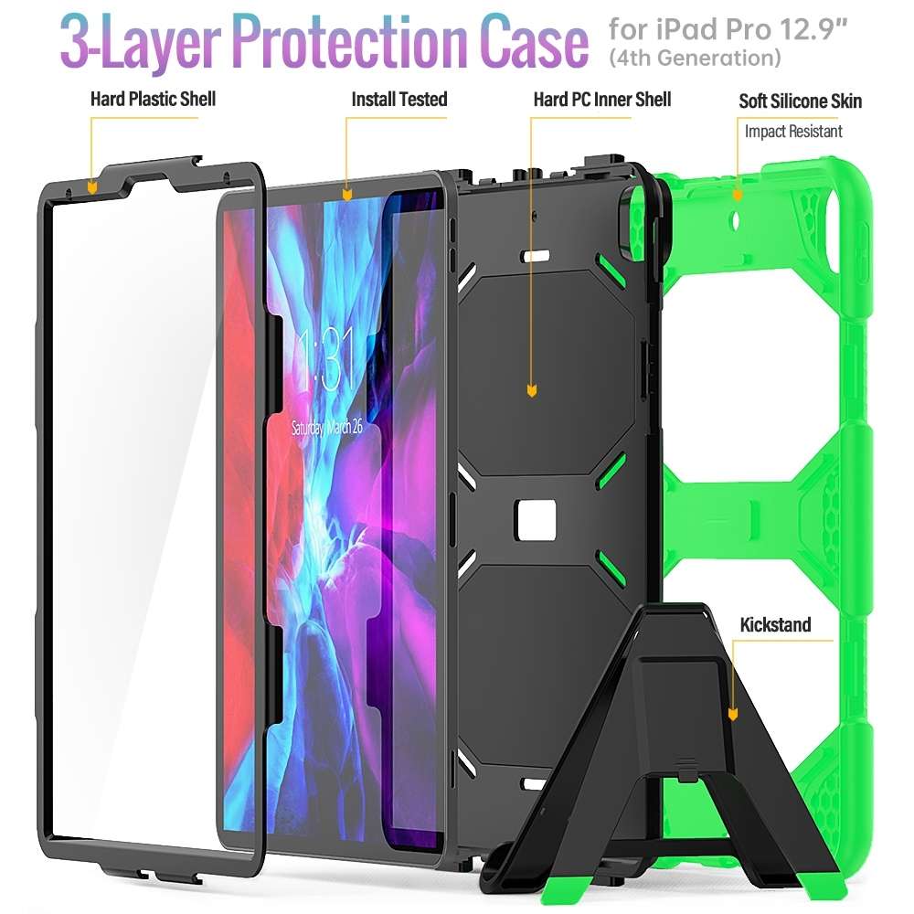 For iPad Pro 12.9 inch (2020) Shockproof Colorful Silicon + PC Protective Tablet Case ... (Green)