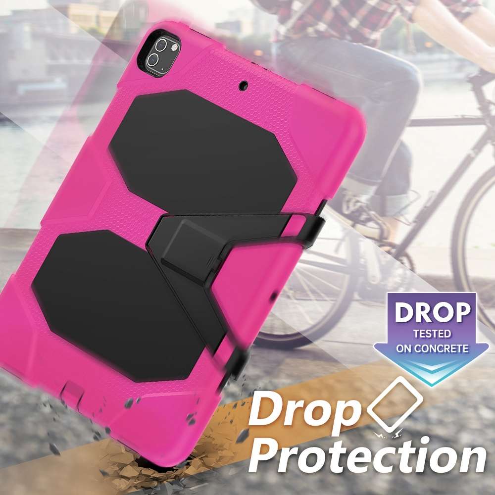For iPad Pro 12.9 inch (2020) Shockproof Colorful Silicon + PC Protective Tablet Ca ... (Rose Red)