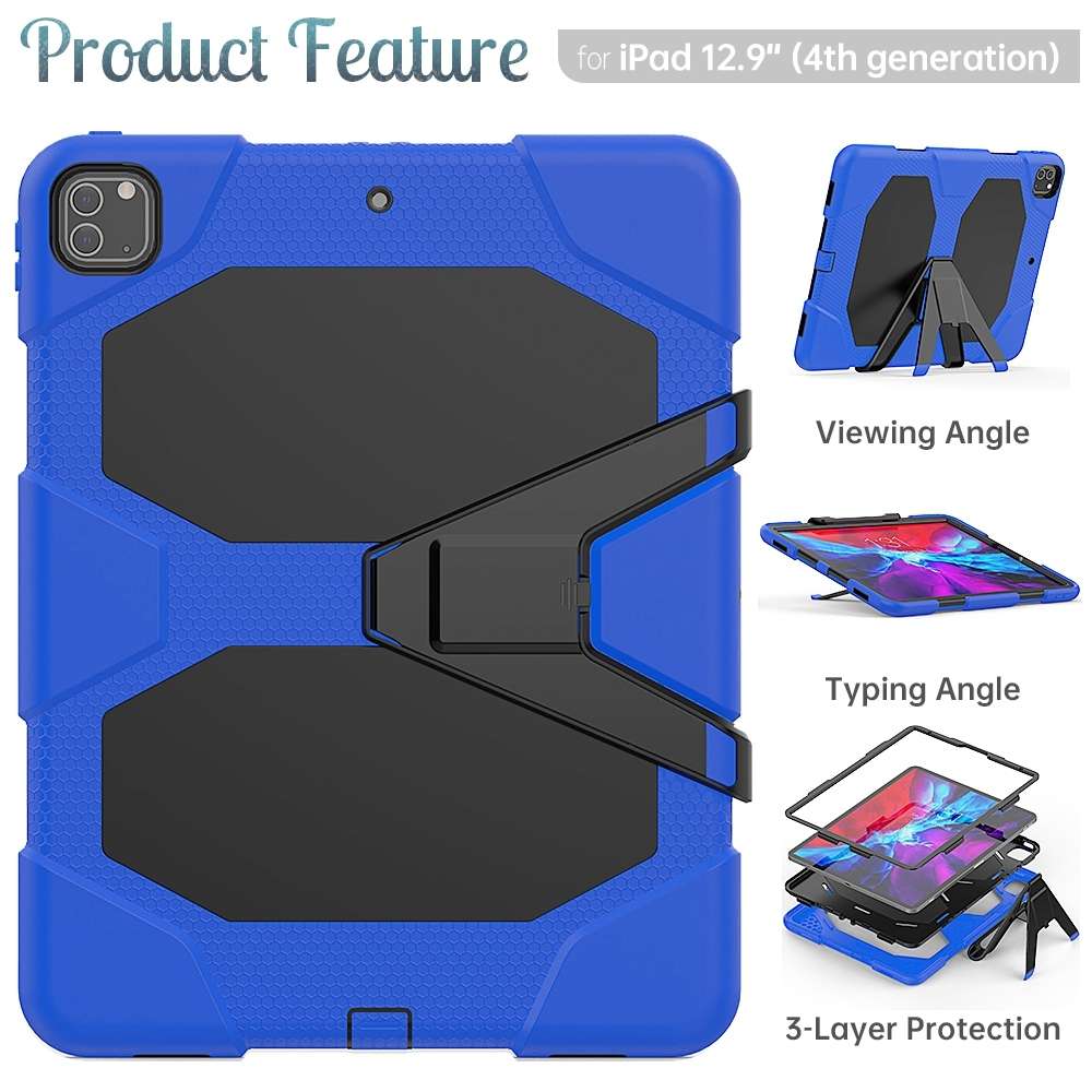 For iPad Pro 12.9 inch (2020) Shockproof Colorful Silicon + PC Protective Tablet C ... (Dark Blue)