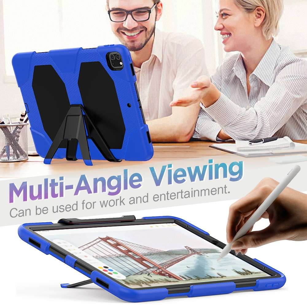 For iPad Pro 12.9 inch (2020) Shockproof Colorful Silicon + PC Protective Tablet C ... (Dark Blue)