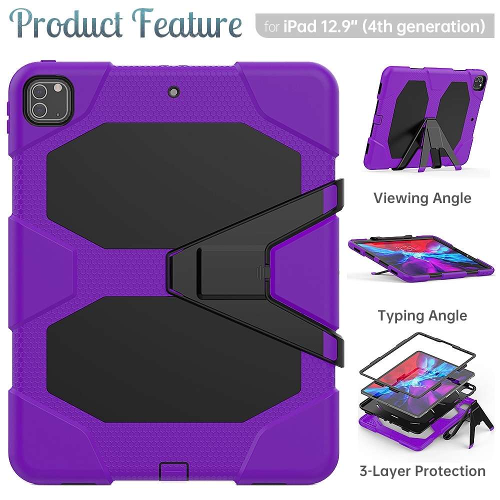 For iPad Pro 12.9 inch (2020) Shockproof Colorful Silicon + PC Protective Tablet Case ... (Purple)
