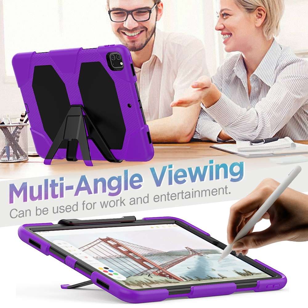 For iPad Pro 12.9 inch (2020) Shockproof Colorful Silicon + PC Protective Tablet Case ... (Purple)