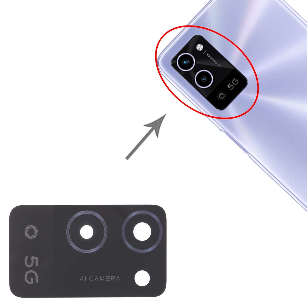 For OPPO A53 5G/A72 5G/A73 5G 10 PCS Back Camera Lens