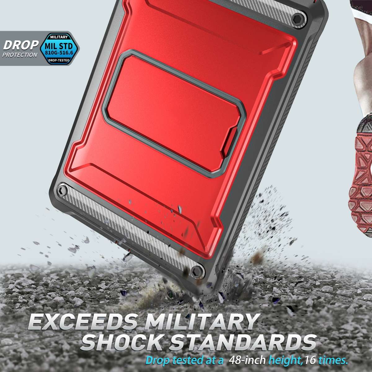 For iPad 10.5 2020 / Air 2019 Explorer Tablet Protective Case with Screen Protector(Metal Red)