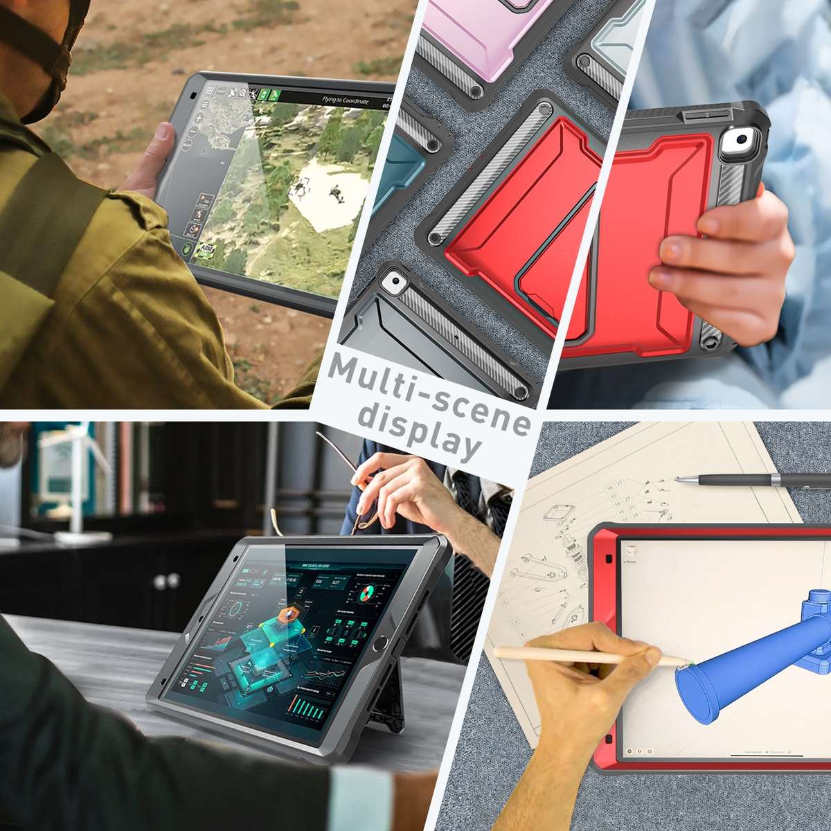 For iPad 10.5 2020 / Air 2019 Explorer Tablet Protective Case with Screen Protector(Metal Red)