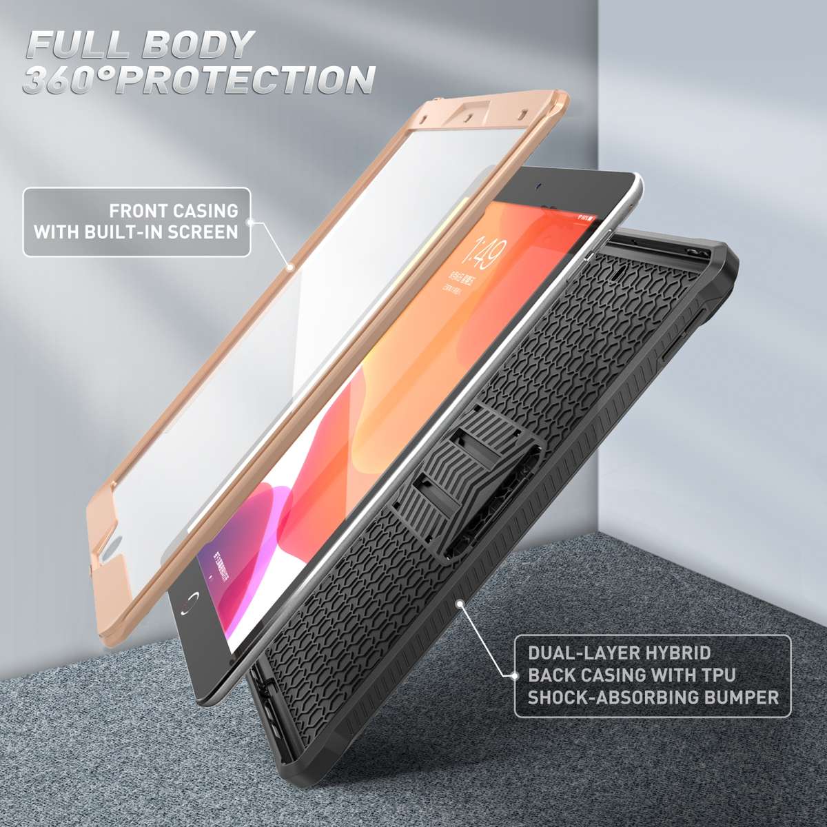 For iPad 10.5 2020 / Air 2019 Explorer Tablet Protective Case with Screen Protector(Rose Gold)