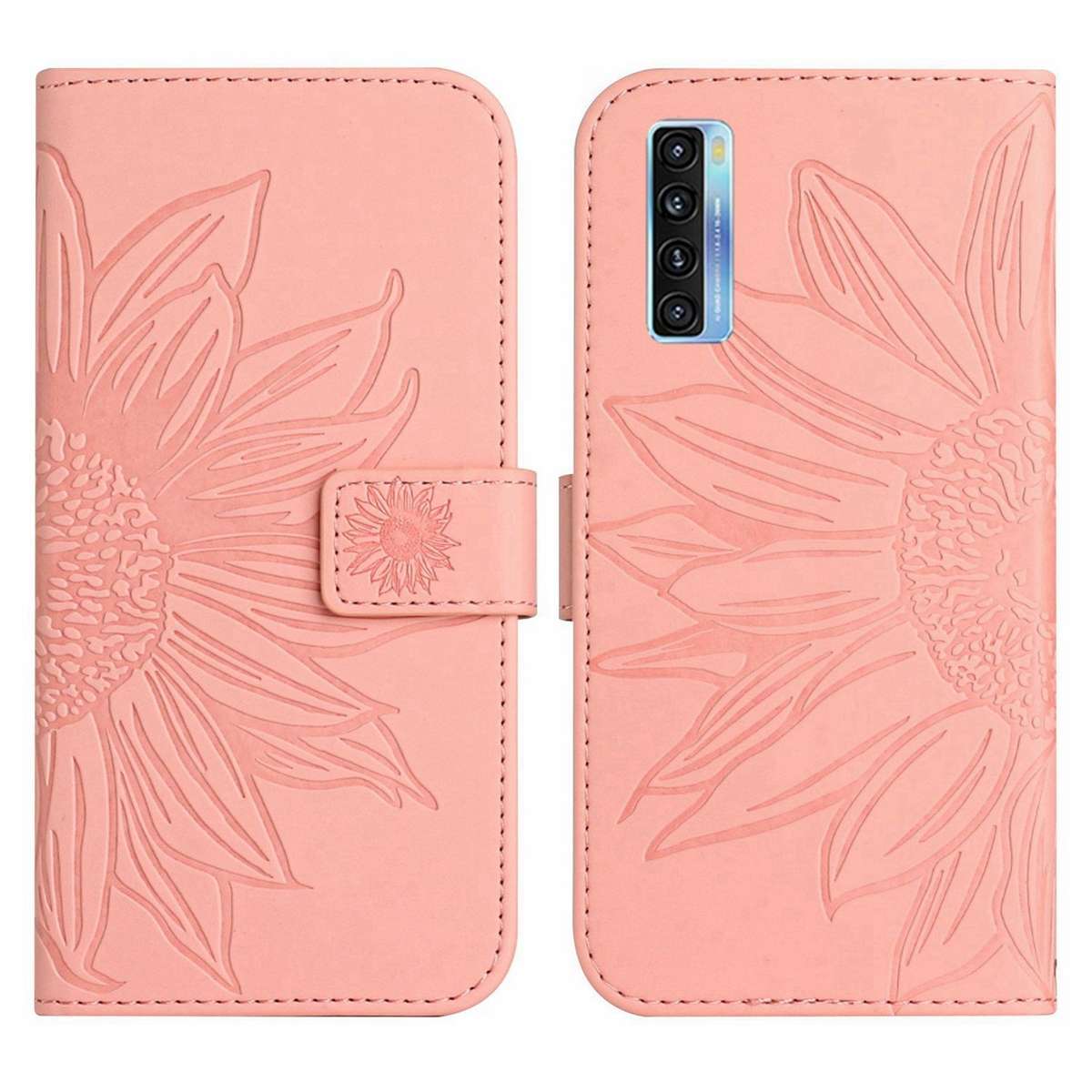 For TCL 20S / 20 5G / 20L / 20L+ Skin Feel Sun Flower Pattern Flip Leather Phone Case w ... (Pink)