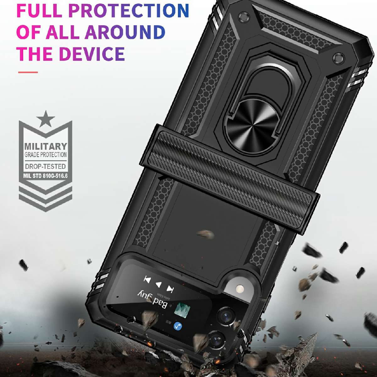 For Samsung Galaxy Z Flip3 5G Shockproof TPU + PC Protective Phone Case with 360 D ... (Rose Gold)