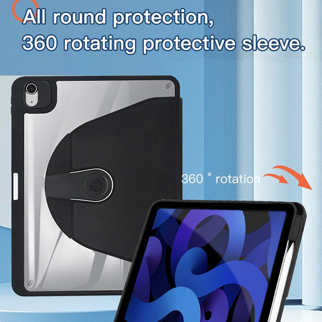 For iPad Pro 12.9 2022 / 2021 / 2020 / 2018 Acrylic 360 Degree Rotation Holder Tab ... (White Ice)