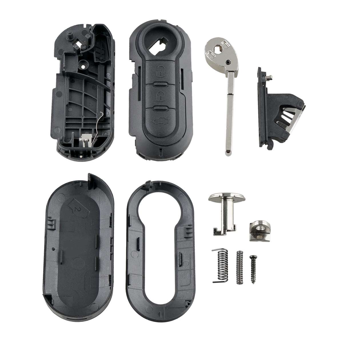 For Fiat 3 Button Folding Car Key Case Remote Control Shell SIP22, Style:White Switch Trunk Button
