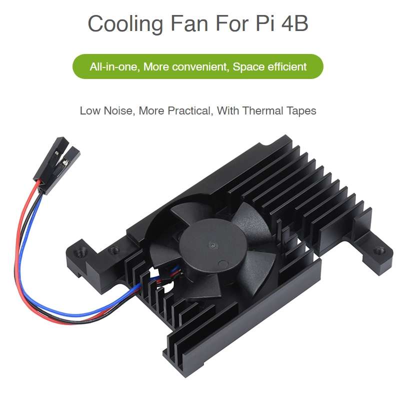 Waveshare Dedicated All-In-One Aluminum Alloy Cooling Fan For Raspberry Pi 4B