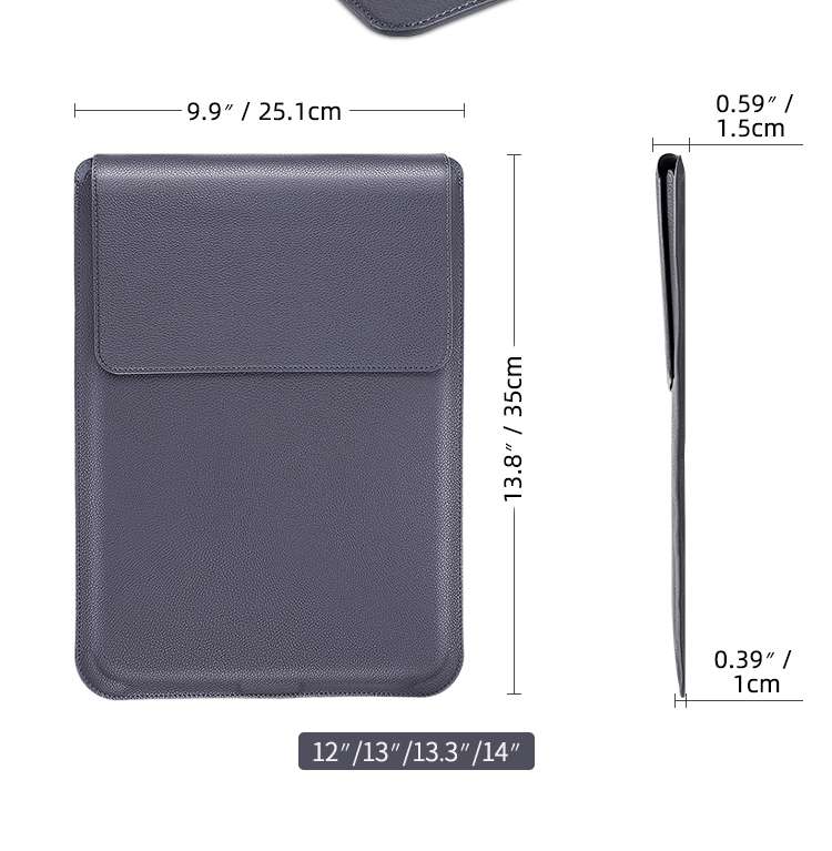 For MacBook 12 / 14 inch PU Leather 4 in 1 Laptop Bag with Functional Bracket(Space Gray)