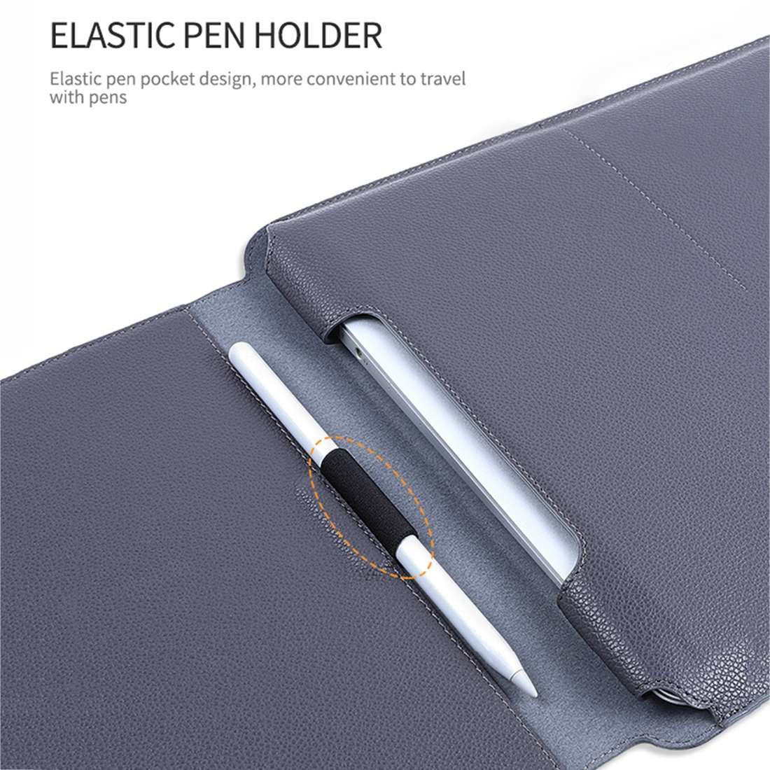 For MacBook 12 / 14 inch PU Leather 4 in 1 Laptop Bag with Functional Bracket(Space Gray)