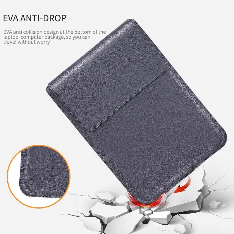 For MacBook 12 / 14 inch PU Leather 4 in 1 Laptop Bag with Functional Bracket(Space Gray)