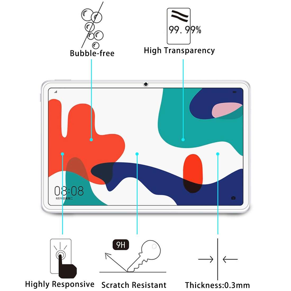 2 PCS For Huawei MatePad Pro 10.4 9H 0.3mm Explosion-proof Tempered Glass Film