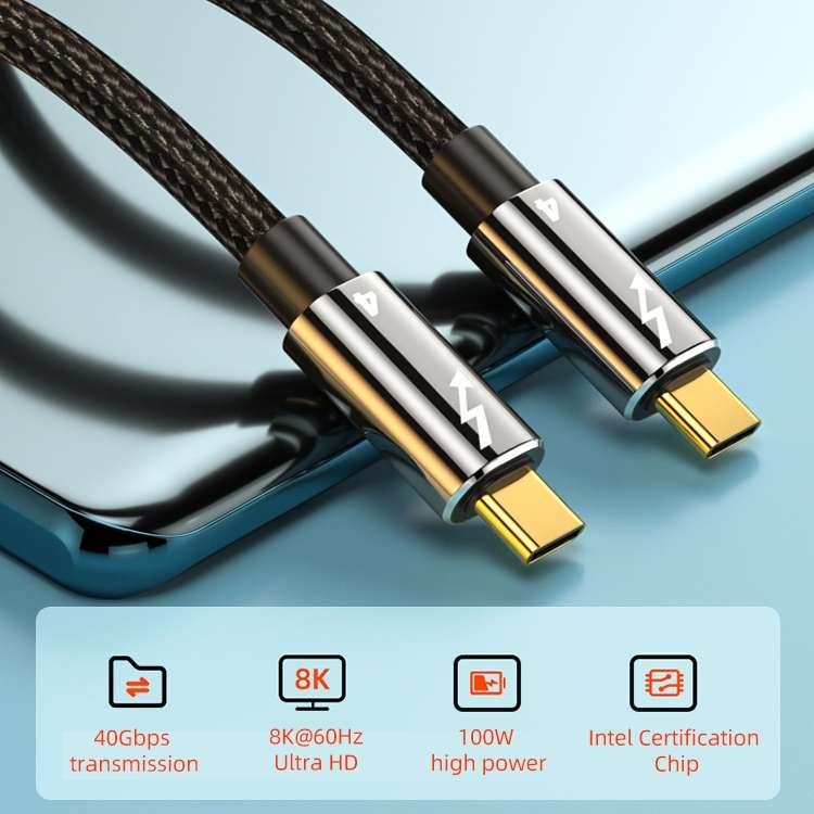 100W Type-C to Type-C Compatible Thunderbolt 4 Full-function Data Cable, Length:0.3m