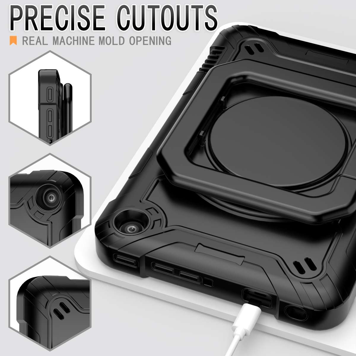 For Amazon Kindle Fire 7 2022 Silicone + PC Bracelet Holder Tablet Case(Black)