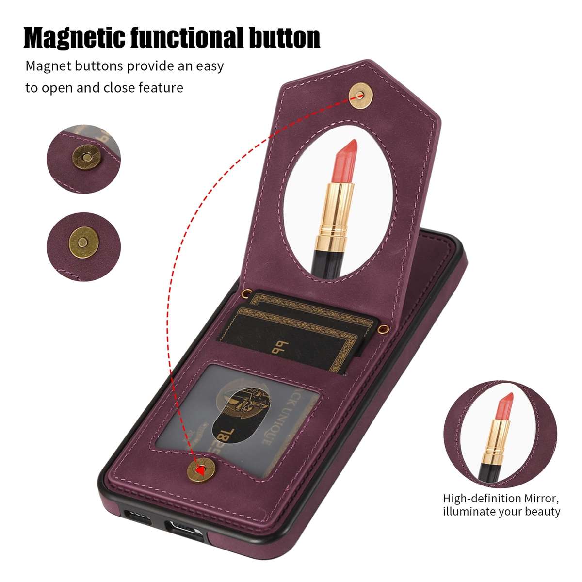 For Samsung Galaxy Note20 Ultra Rhombic Texture RFID Phone Case with Lanyard & Mirror(Black)