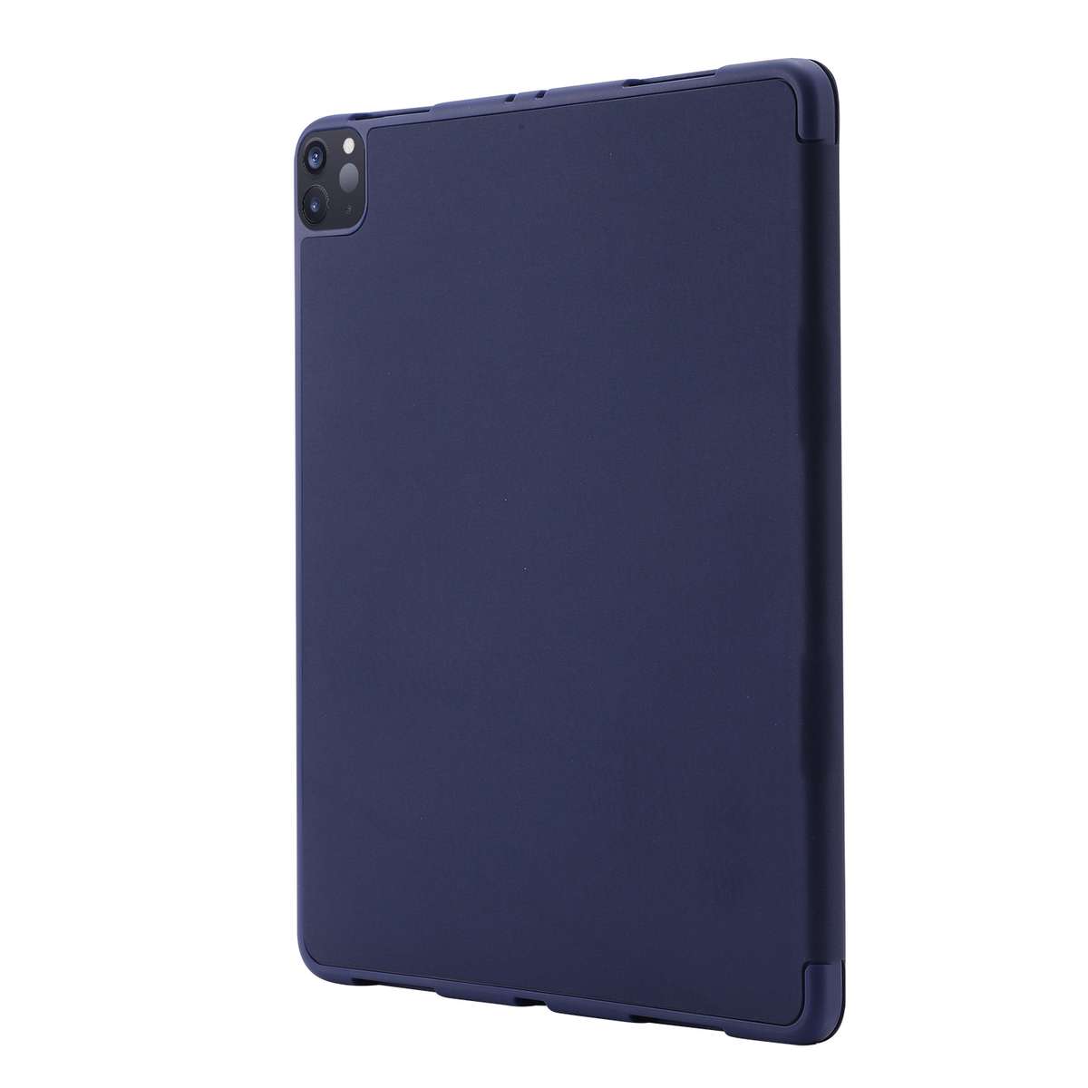 Skin Feel Pen Holder Tri-fold Tablet Leather Case For iPad Pro 11 2022 / 2021 / 20 ... (Dark Blue)