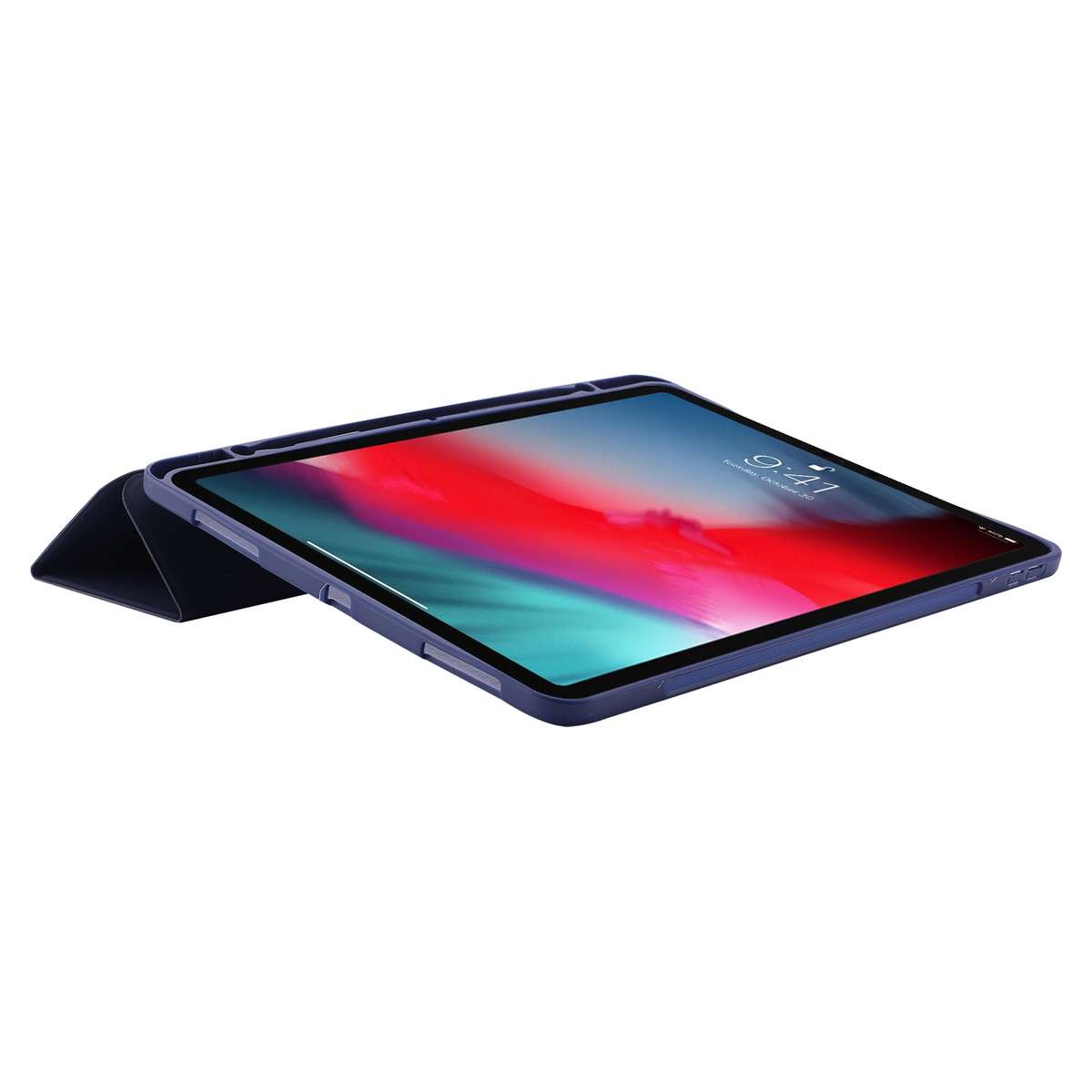 Skin Feel Pen Holder Tri-fold Tablet Leather Case For iPad Pro 11 2022 / 2021 / 20 ... (Dark Blue)