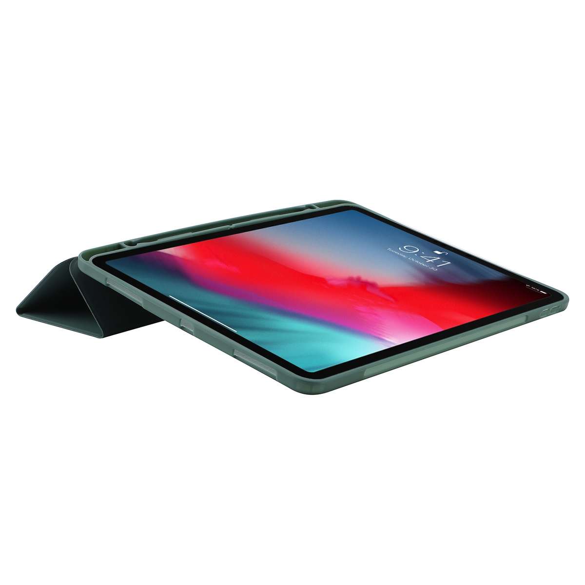 Skin Feel Pen Holder Tri-fold Tablet Leather Case For iPad Pro 11 2022 / 2021 / 2 ... (Dark Green)