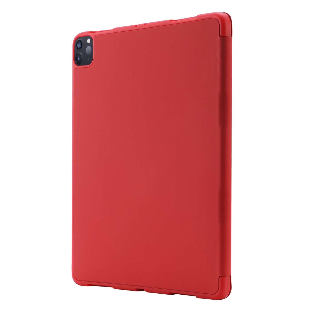 Skin Feel Pen Holder Tri-fold Tablet Leather Case For iPad Pro 11 2022 / 2021 / 2020 / 2018(Red)