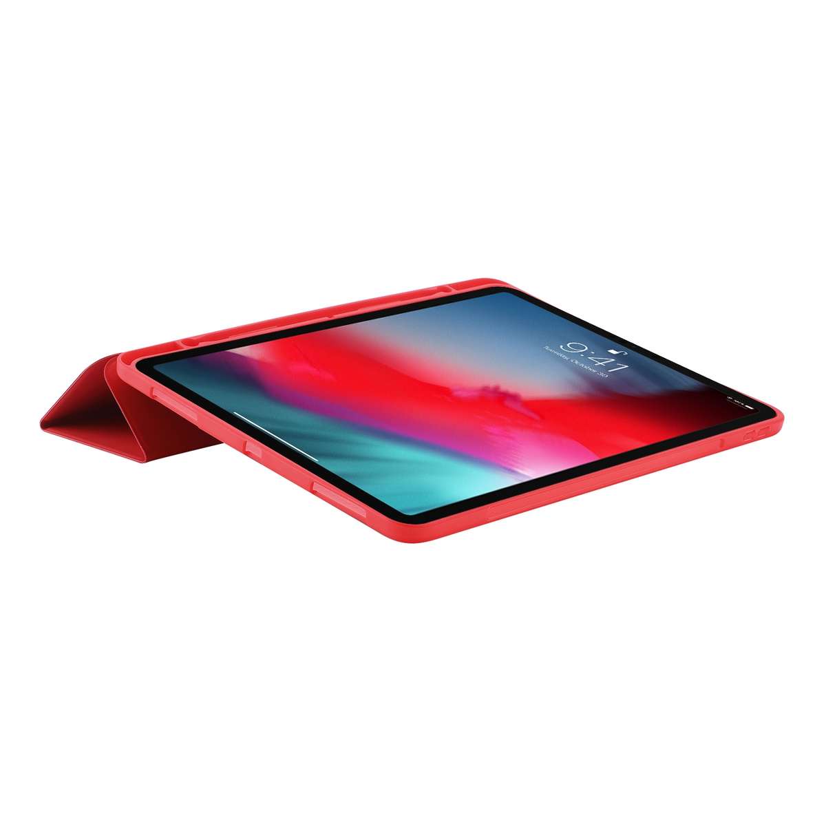 Skin Feel Pen Holder Tri-fold Tablet Leather Case For iPad Pro 11 2022 / 2021 / 2020 / 2018(Red)