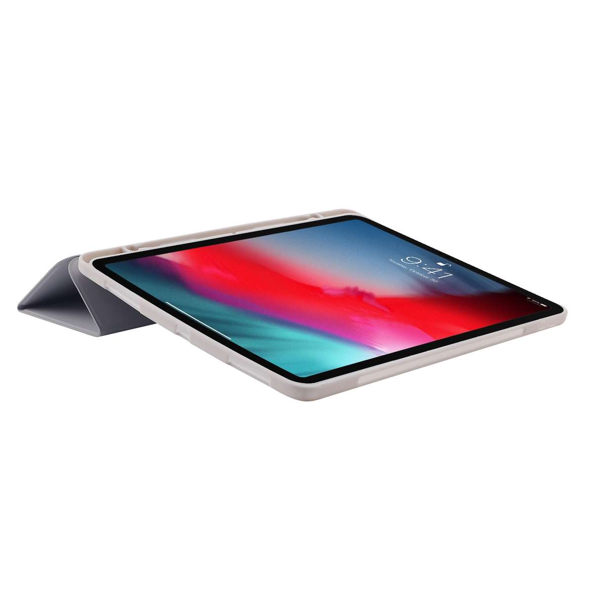 Skin Feel Pen Holder Tri-fold Tablet Leather Case For iPad Pro 11 2022 / 2021 / 2020 / 2018(Grey)