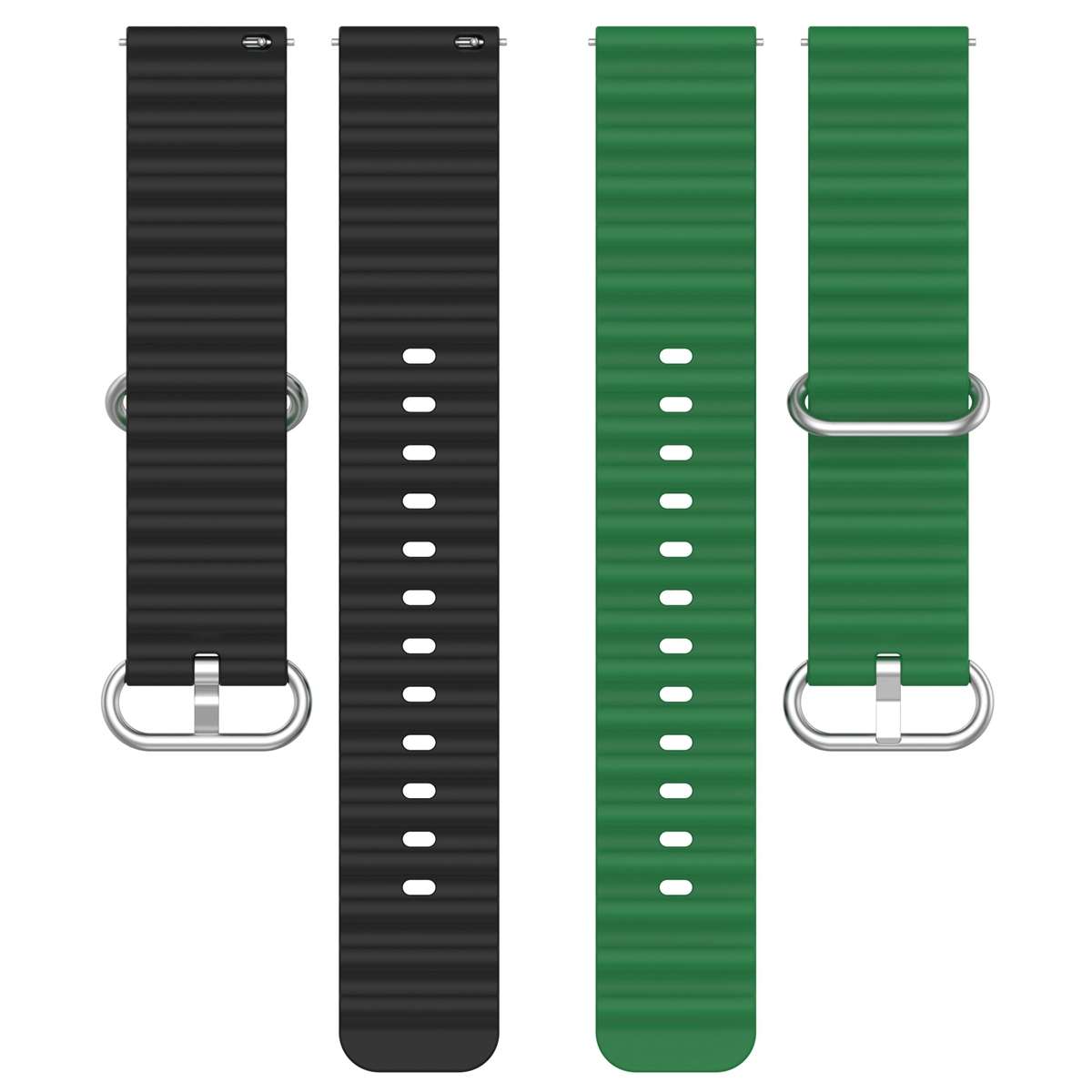 20mm Universal Ocean Style Silicone Two Color Watch Band(Green Black)