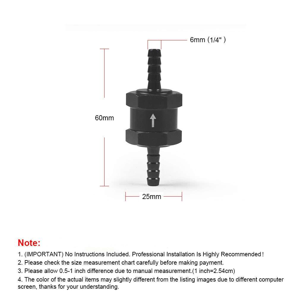 6mm Car Aluminium Alloy Fuel Petrol One Way Non Return Check Valve