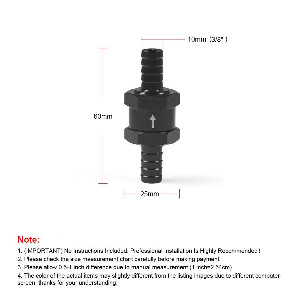 10mm Car Aluminium Alloy Fuel Petrol One Way Non Return Check Valve