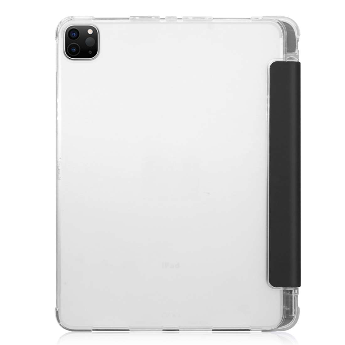 For iPad Pro 12.9 inch (2020) Three-folding Horizontal Flip PU Leather + Clear TPU Bac ... (Black)