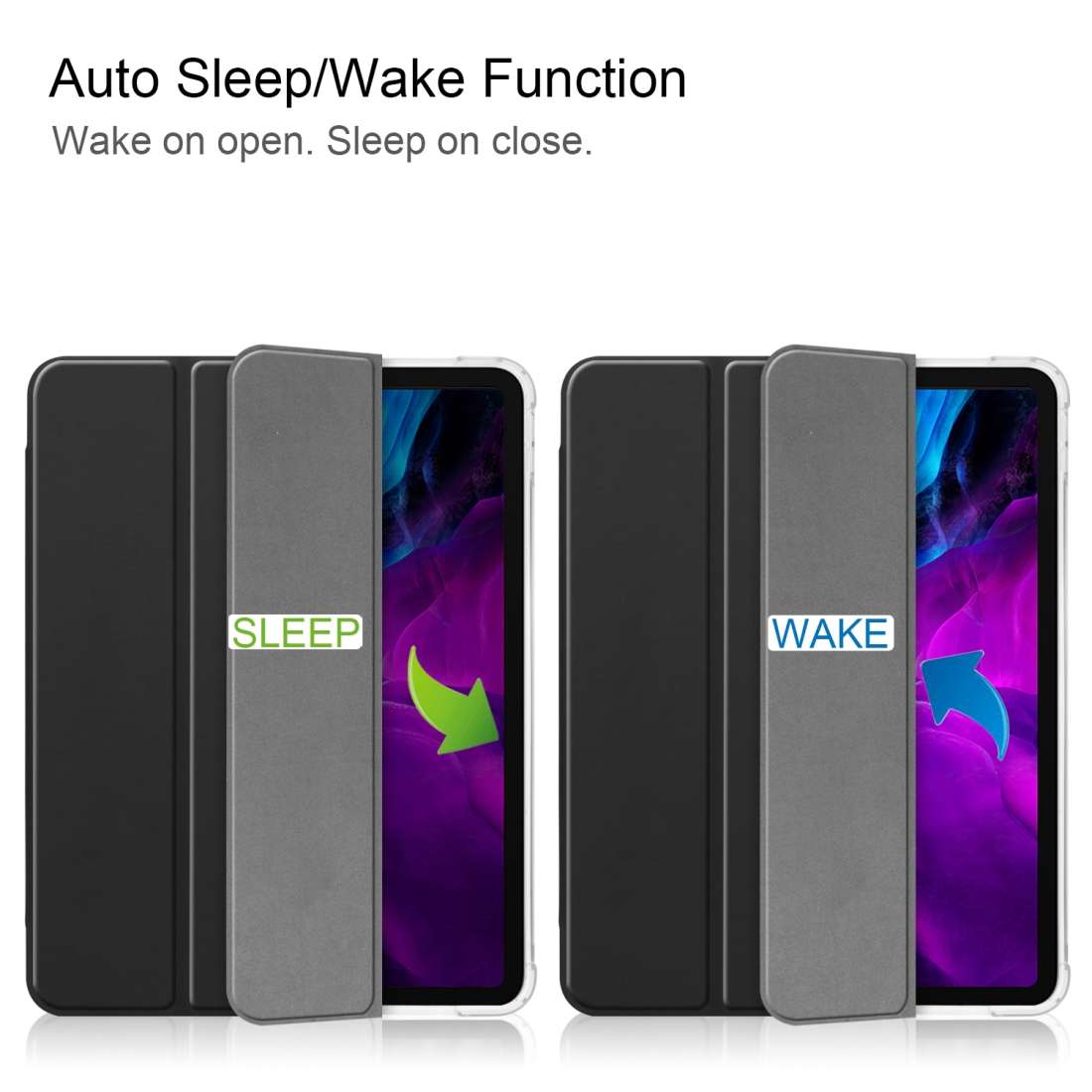 For iPad Pro 12.9 inch (2020) Three-folding Horizontal Flip PU Leather + Clear TPU Bac ... (Black)
