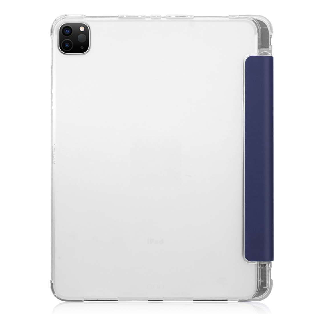 For iPad Pro 12.9 inch (2020) Three-folding Horizontal Flip PU Leather + Clear TPU ... (Dark Blue)