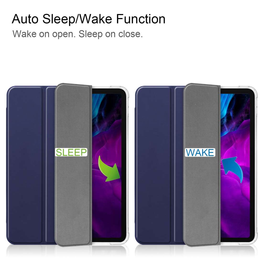 For iPad Pro 12.9 inch (2020) Three-folding Horizontal Flip PU Leather + Clear TPU ... (Dark Blue)