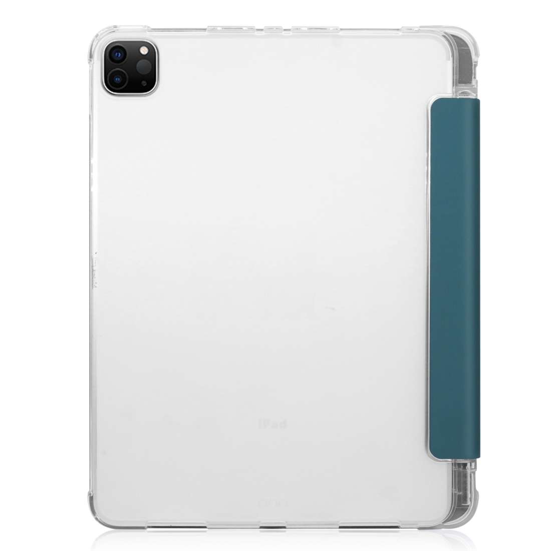 For iPad Pro 12.9 inch (2020) Three-folding Horizontal Flip PU Leather + Clear TP ... (Deep Green)