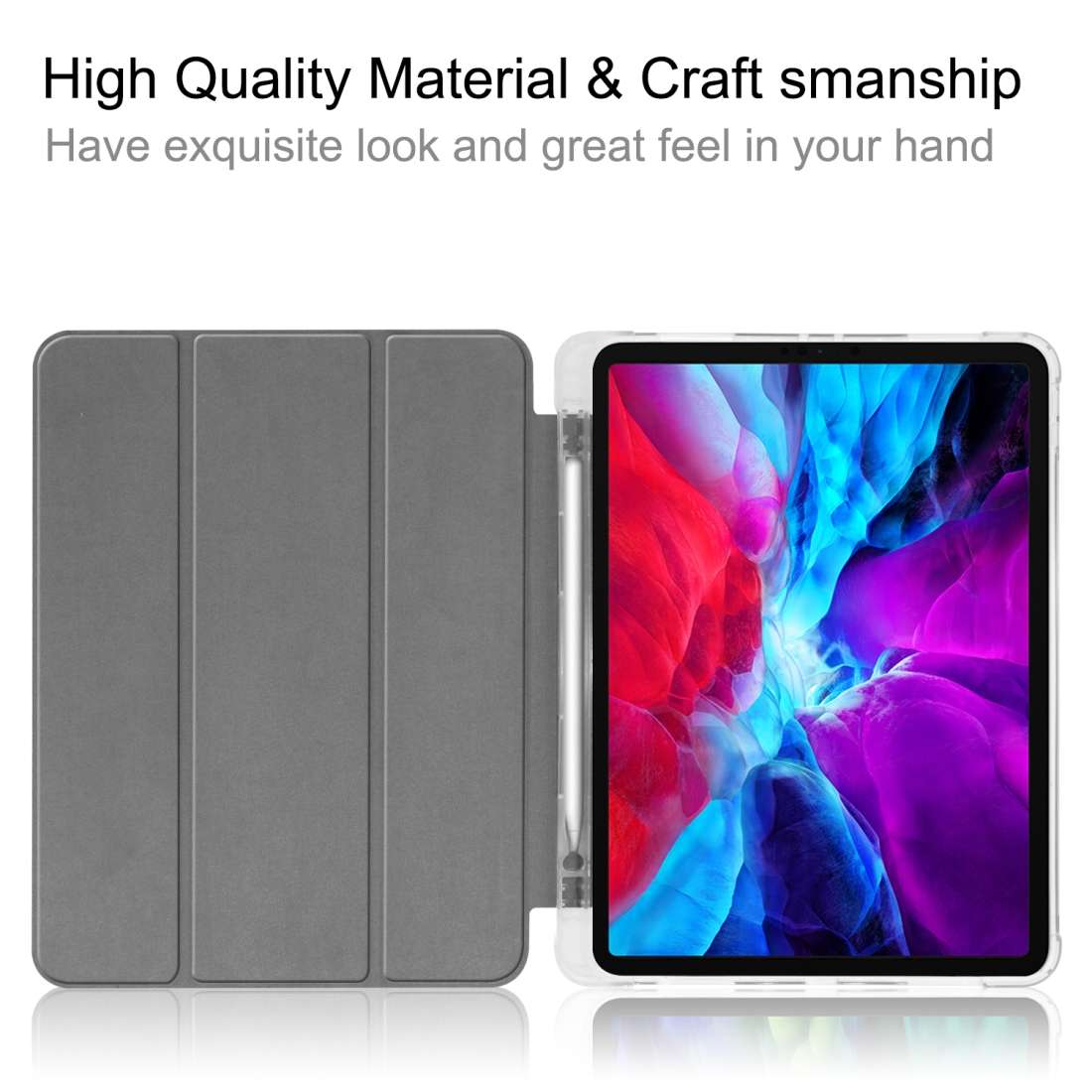 For iPad Pro 12.9 inch (2020) Three-folding Horizontal Flip PU Leather + Clear TP ... (Deep Green)