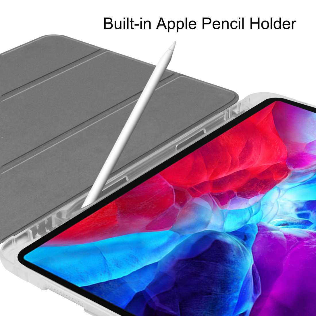 For iPad Pro 12.9 inch (2020) Three-folding Horizontal Flip PU Leather + Clear TP ... (Deep Green)