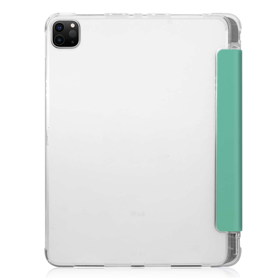For iPad Pro 12.9 inch (2020) Three-folding Horizontal Flip PU Leather + Clear TPU Bac ... (Green)