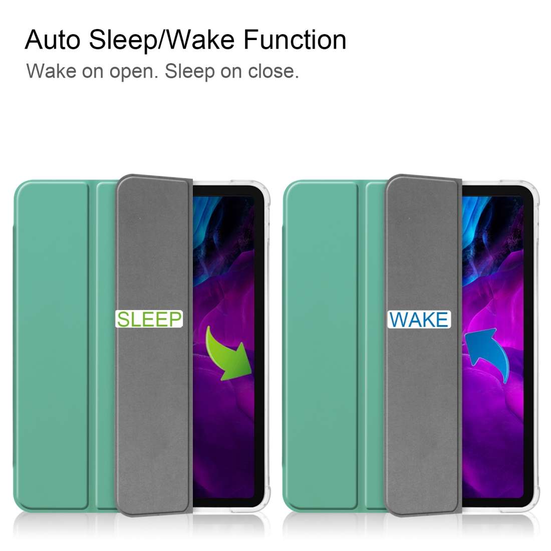 For iPad Pro 12.9 inch (2020) Three-folding Horizontal Flip PU Leather + Clear TPU Bac ... (Green)