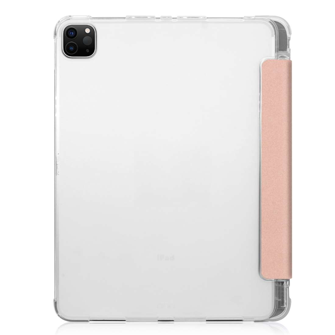 For iPad Pro 12.9 inch (2020) Three-folding Horizontal Flip PU Leather + Clear TPU ... (Rose Gold)