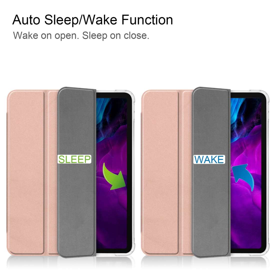 For iPad Pro 12.9 inch (2020) Three-folding Horizontal Flip PU Leather + Clear TPU ... (Rose Gold)