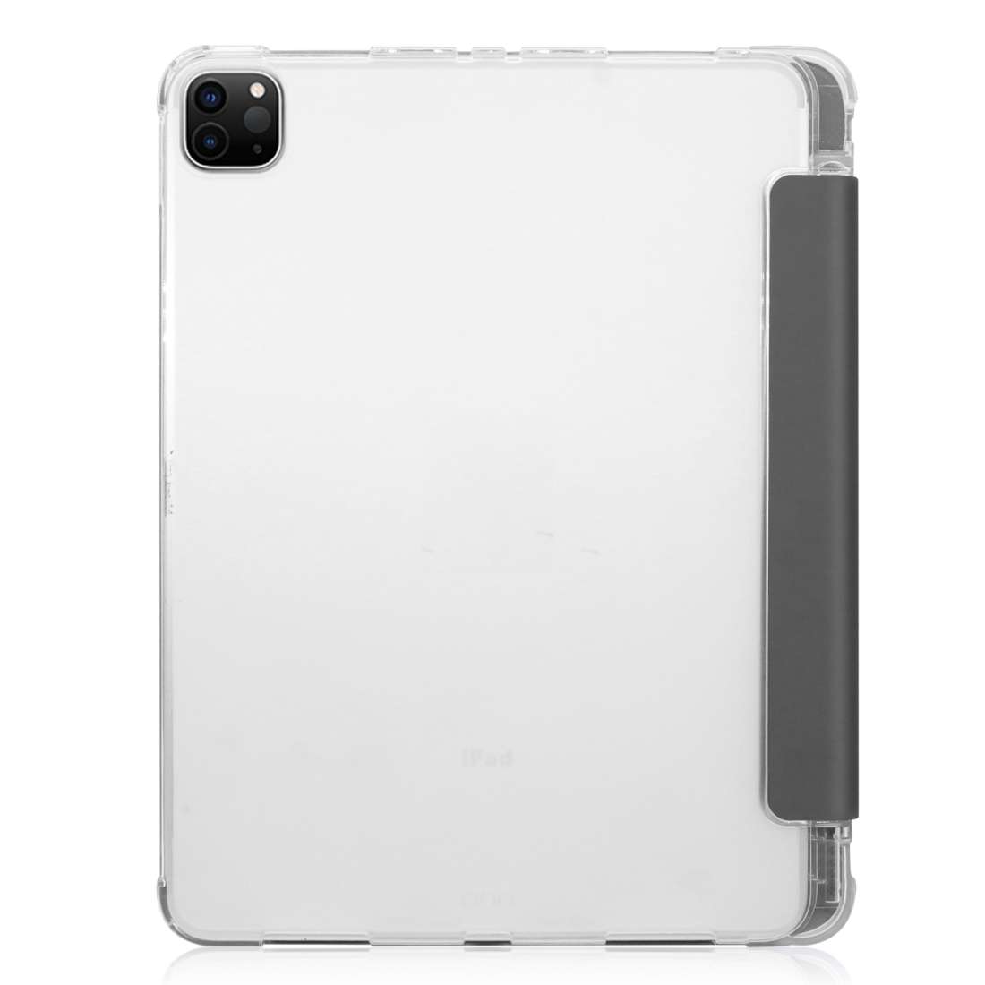 For iPad Pro 12.9 inch (2020) Three-folding Horizontal Flip PU Leather + Clear TPU Back ... (Grey)