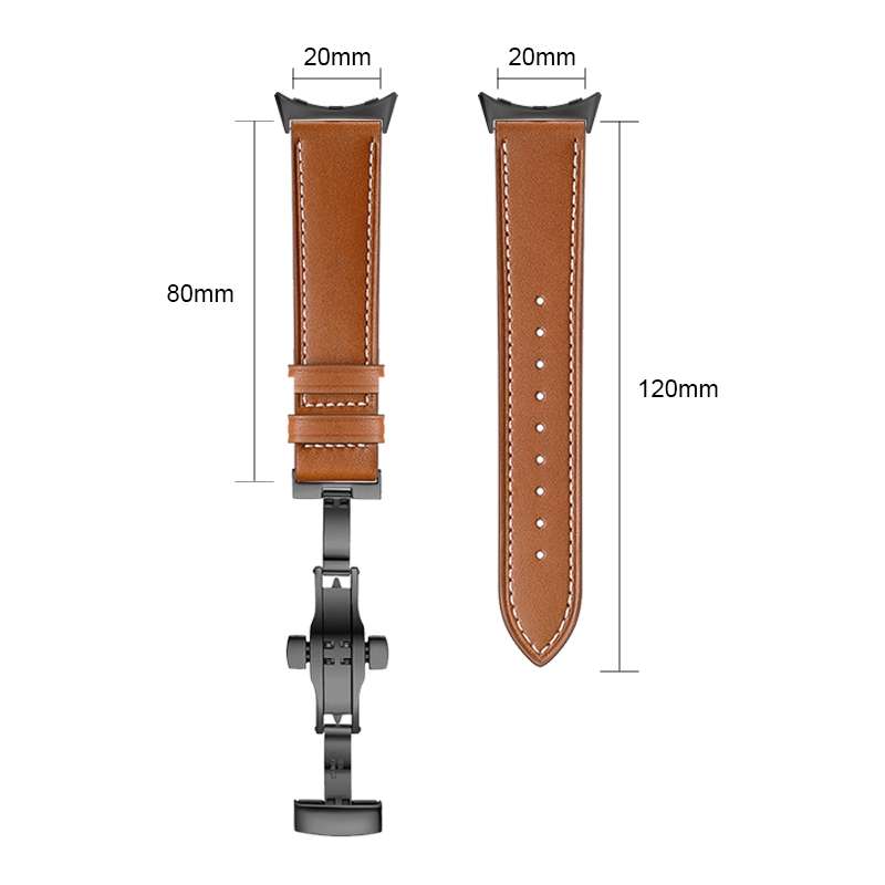 For Google Pixel Watch 4 / 3 / 2 / 1 41mm Butterfly Buckle Genuine Leather Watc ... (Silver White)